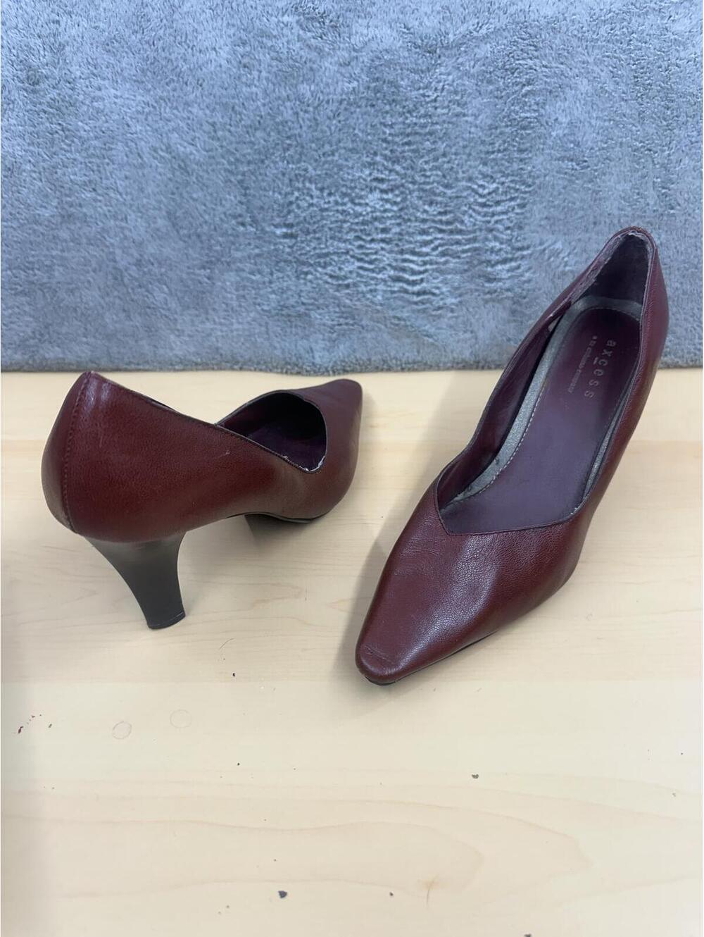Axcess Classic Burgundy Leather Pumps Vintage Inspired Formal Office Heels